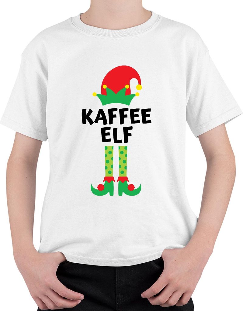 Kaffee Elf Kaffeetrinker - Weihnachten Weihnachtsgeschenk Christmas Uni Kinder T-Shirt, Weiß, 152