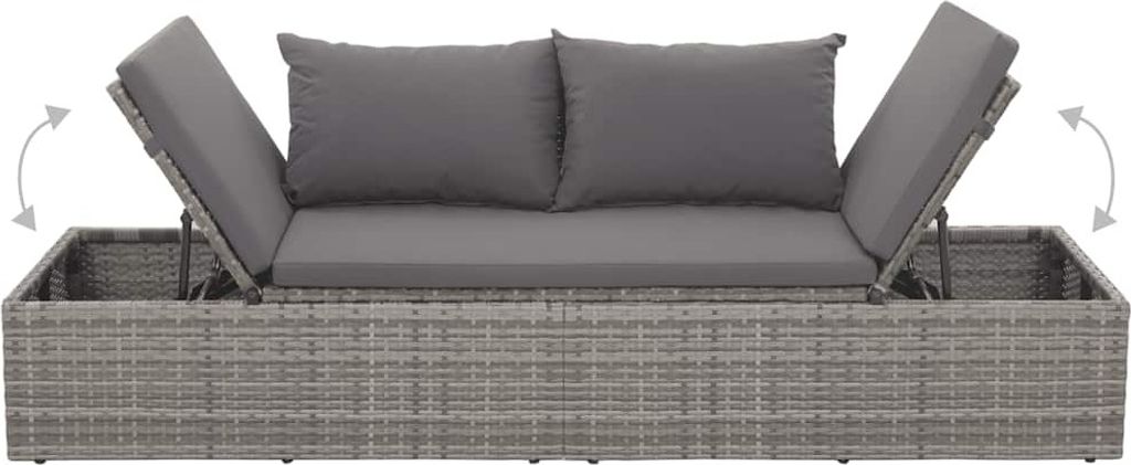vidaXL Gartenbett Grau 195×60 cm Poly Rattan Produktbild 6