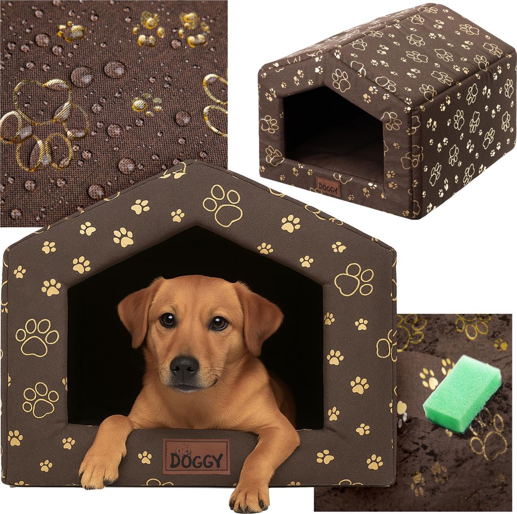 Hundehütte für Zuhause R1 – 45x51x30 cm – Weiches Hundebett mit Kissen – Waschbar & Wasserdicht | Pillowprim