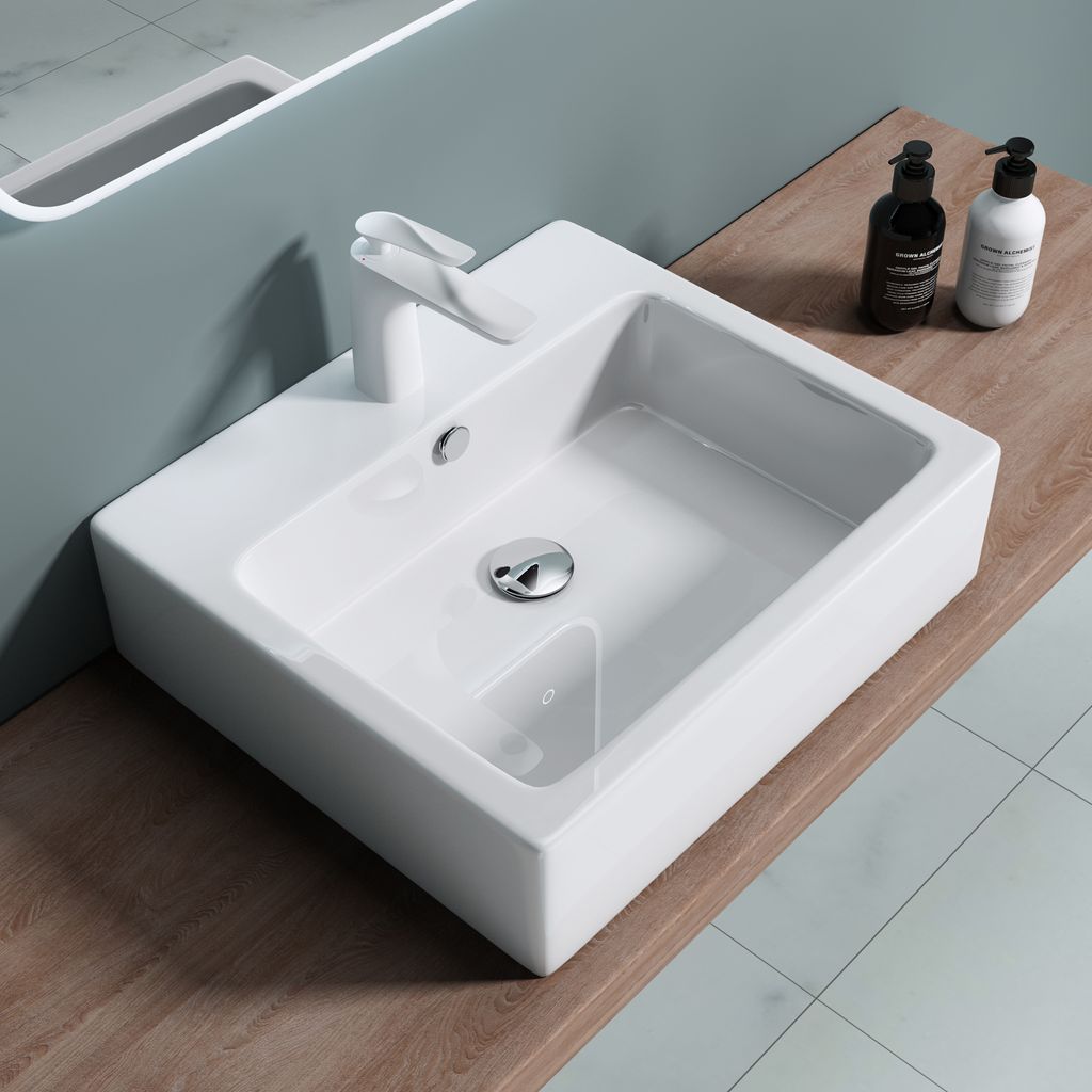 doporro waschbecken in weiß Hängewaschbecken Keramik Produktbild 