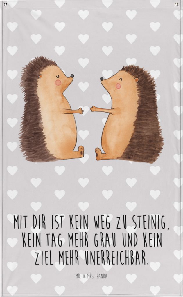 Mr. & Mrs. Panda Gobelin Igel Liebe - Grau Pastell - Geschenk, Hängedeko, Wandbehang, Freundin, Hochzeitstag, Hochzeit, Wandbild, Tapestry, Wandte...