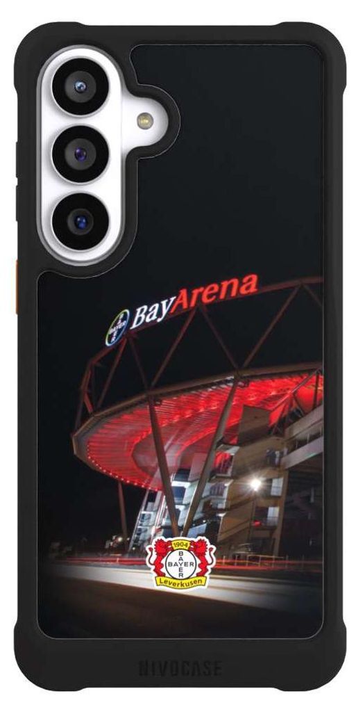 NIVOCASE Hülle für Samsung Galaxy S26+ Stoßfeste Handyhülle NIVOmax Case Schwarz Bayer 04 Leverkusen Offizielles Lizenzprodukt Stadion