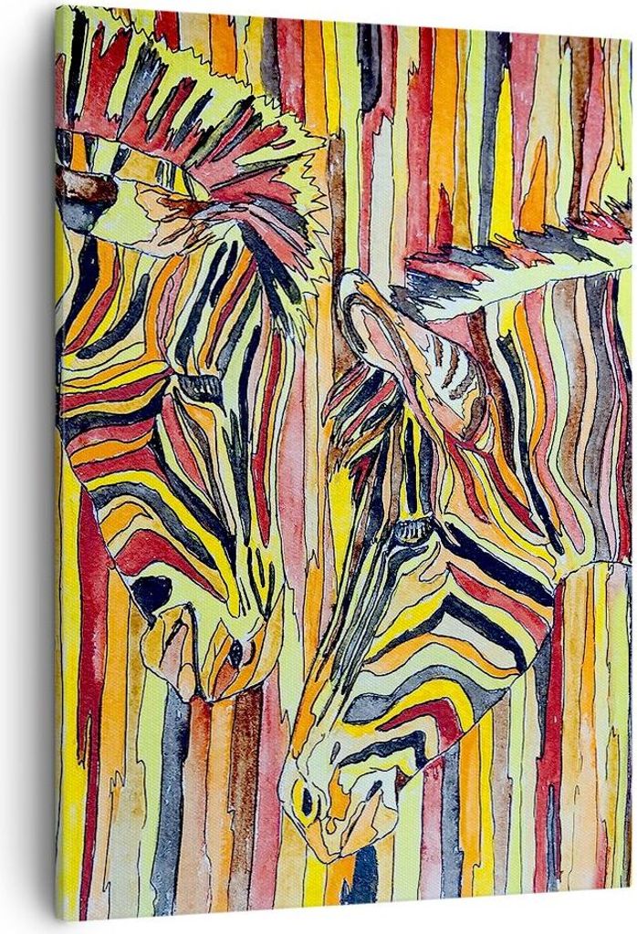 Bild auf Leinwand - Leinwandbild - Einteilig - Zebra Abstraktion - 50x70cm - Wand Bild - Wanddeko - Wandbilder - Leinwanddruck - Kunstdruck - Wandd...