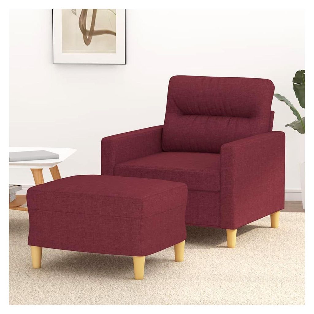 Sessel mit Hocker Weinrot 60 cm Stoff