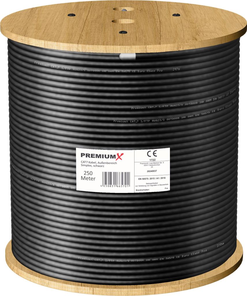 Premium X CAT 7 Outdoor Netzwerkkabel 250m S/FTP 10 Gbit/s Produktbild 
