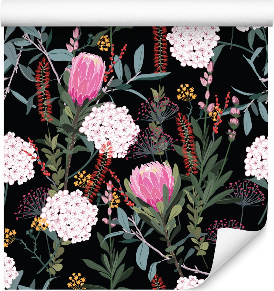 10m VLIES TAPETE Rolle Natur Blumen Flora Pflanzen Garten Gemalt Muster XXL