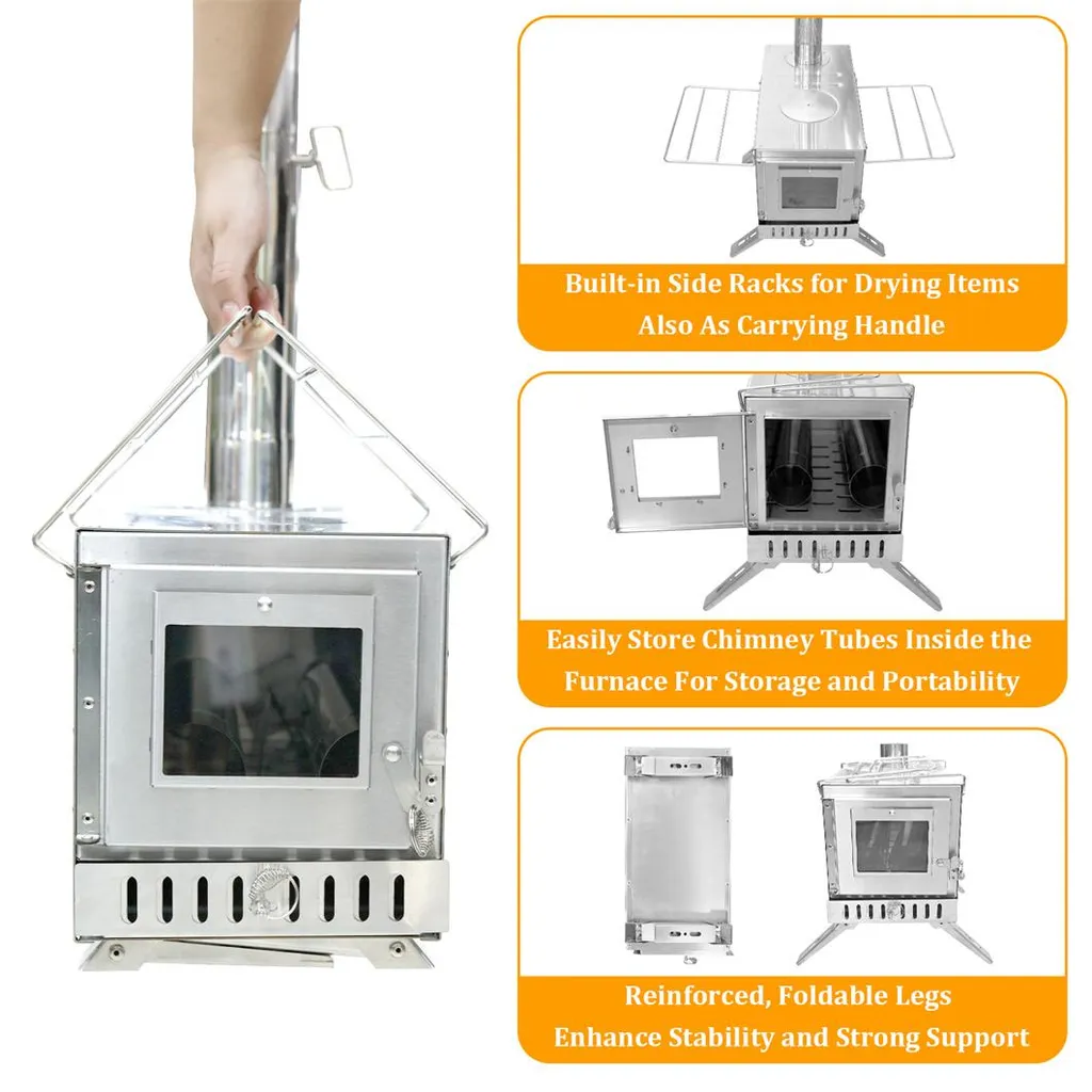 Poêle à Bois Inox avec 7 Conduits Modulables pour Chauffage Extérieur - 5