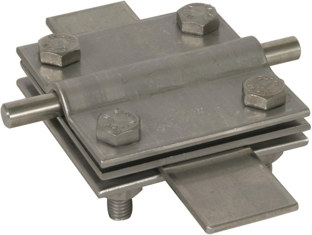 DEHN Kreuzstück, NIRO V4A, für Rd 7-10 mm, Fl 40x40 mm, mit Produktbild 