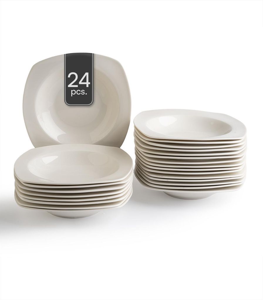 Suppenteller - 24 x 24 cm - Weiß - Bone China - eckig - 24er Set
