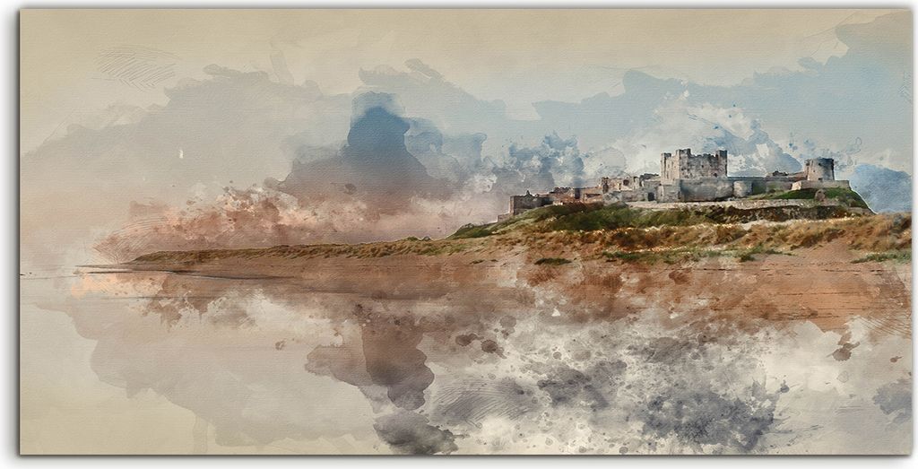 Coloray Acrylbild 100x50 Wandbild Acrylbilder Deko Gemälde Aquarell Hamburg Schloss