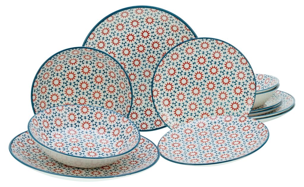 CreaTable, 17837, Stella Bunt, Tellerset 12-tlg, Steingut Produktbild 