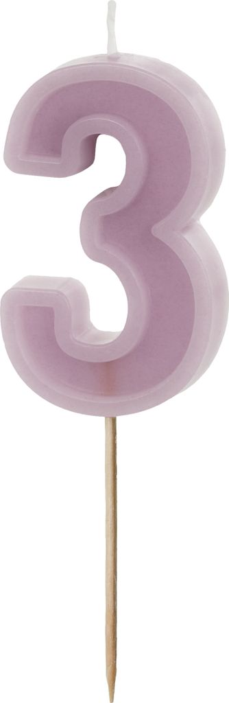 Geburtstagskerze Zahl 3, lila, 6 cm Produktbild 