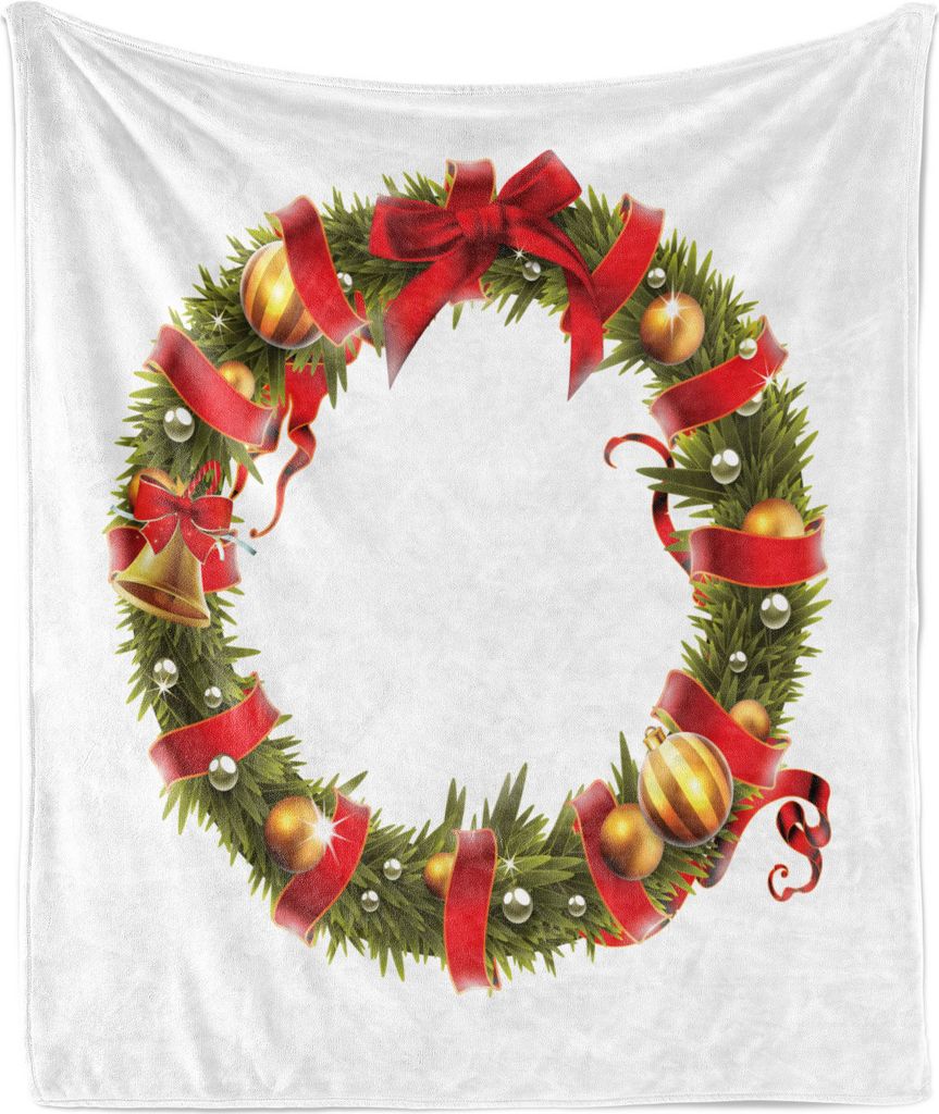 ABAKUHAUS Weihnachtsalphabet Weich Flanell Fleece Decke, O Brief Symbol, Gemütlicher Plüsch für den Innen- und Außenbereich, 125 x 175 cm, Perl...