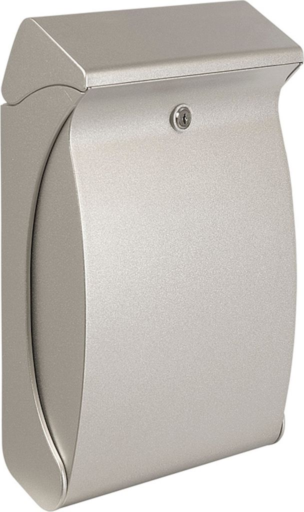 Funktionaler Design-Wandbriefkasten aus Kunststoff | 18,7 Liter, HxBxT 42x13x27 | Einwurföffnung 26,1x3,9cm | Silber