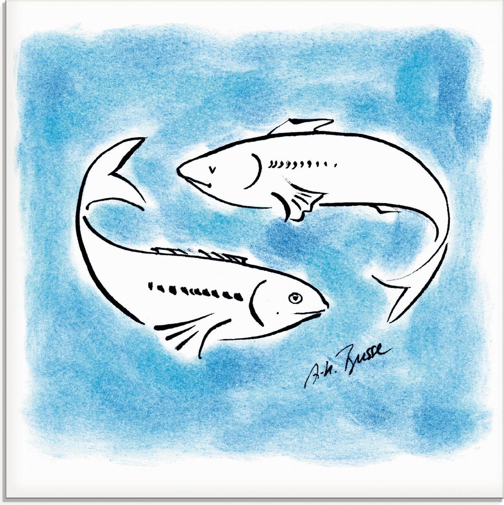 ARTland Glasbild Serie Sternzeichen Fische Größe: 50x50 cm