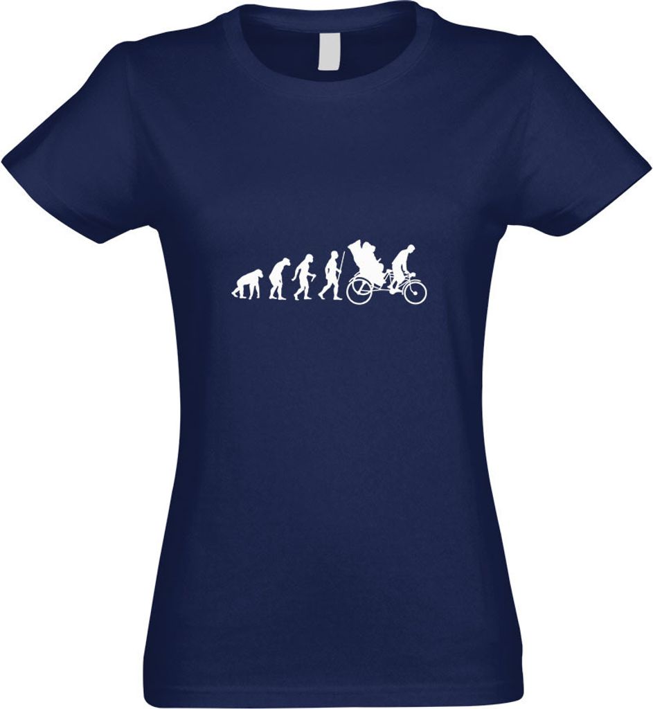 Kiwistar - T-Shirt tailliert - Damen - Navy - Fahrradrikscha Evolution - mit Motiv Bedruckt - Funshirt Design - Sport - Freizeit - Damen - XL