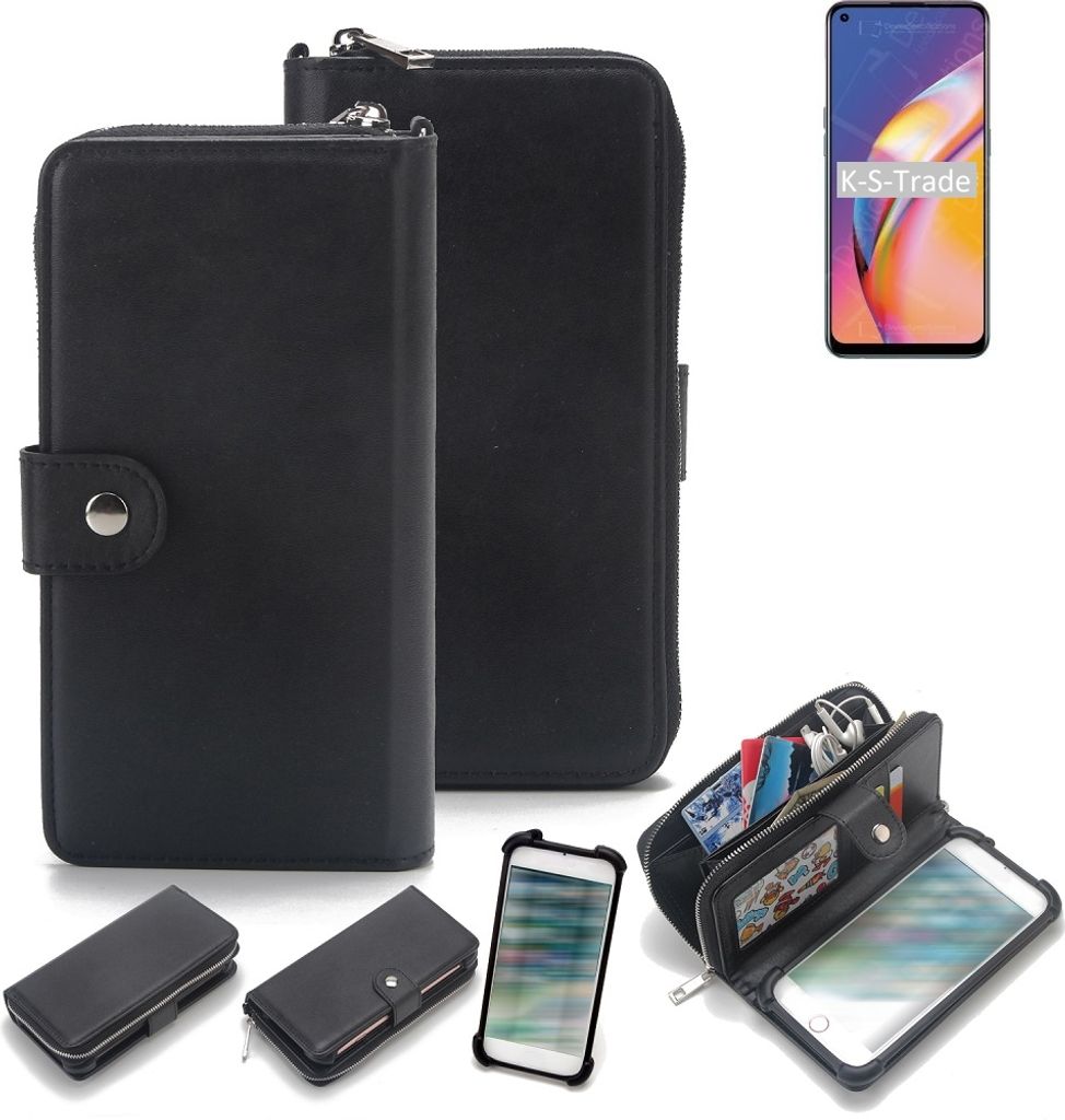 K-S-Trade 2in1 Handyhülle Schutzhülle kompatibel mit Oppo Reno5 F & Portemonnee Cover Handy Hülle Case Etui Geldbörse Wallet Bookstyle Hülle