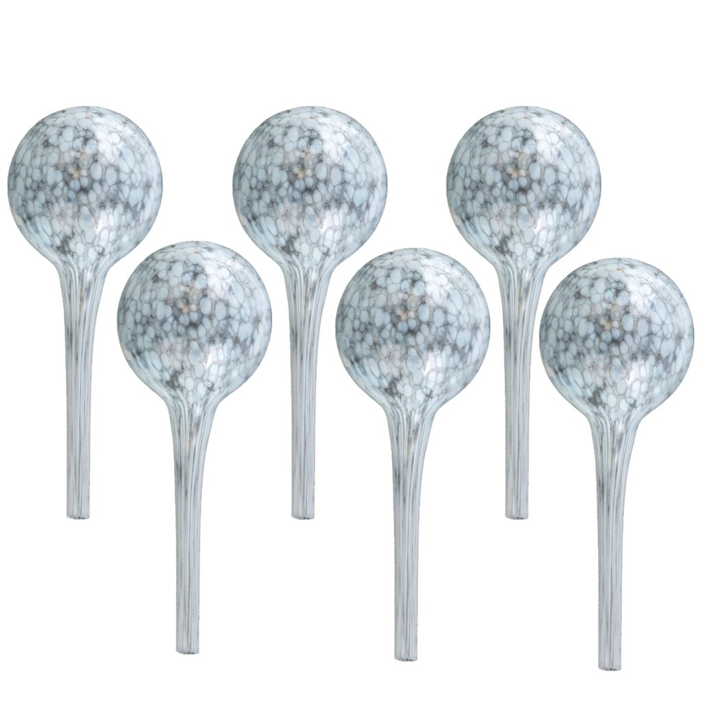 Wasserspender 6 Stück Set aus Glas für Topfpflanzen, Kugel, rund Ø 6 cm Farbe Weiß 100 ml modern, häusliche Bedingungen, für töpfe, für blu...