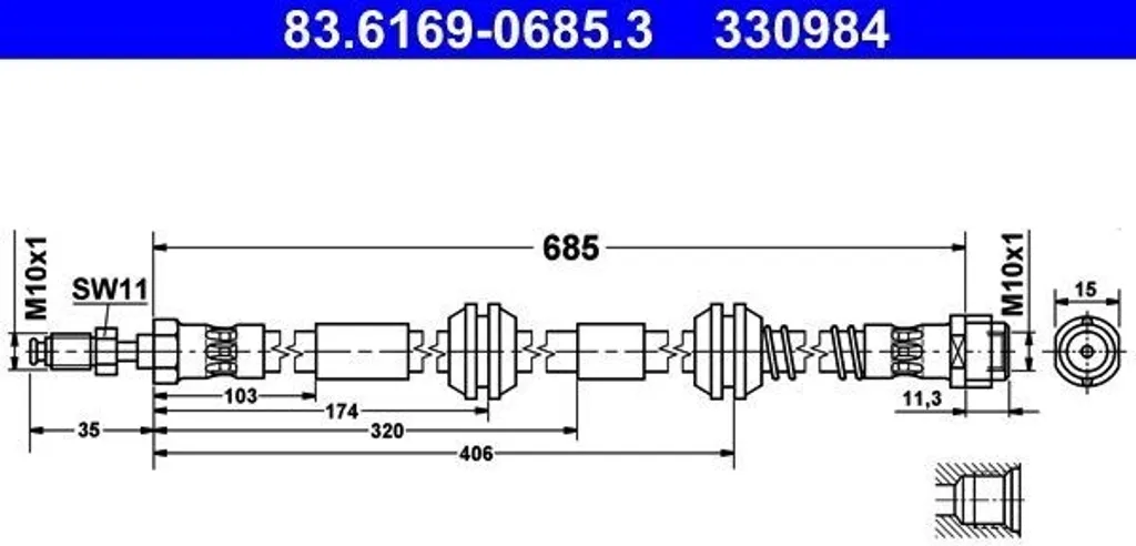 Acquista Tubo Freno ATE 83.6169-0685.3 - Equivalente OE 7L6 611 701