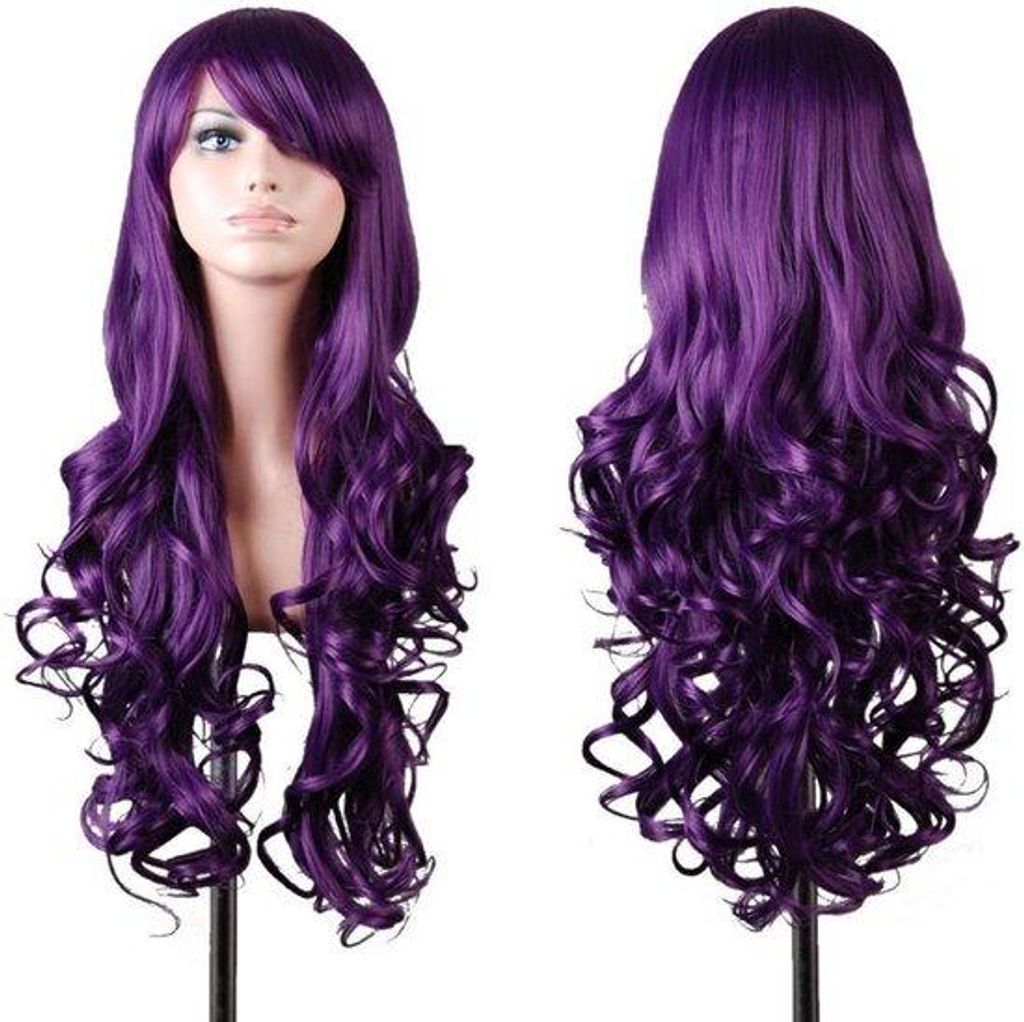 80 cm Dunkelbraunes Cosplay Haarstück Für Frauen - Lang, Voluminös, Wellig, Hitzebeständig Mit Gratis Haarstück Cap & Kamm
