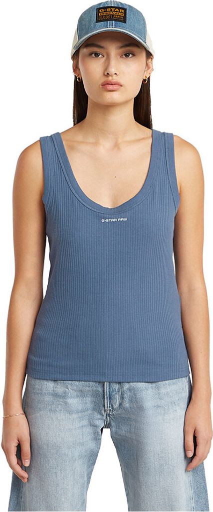 G-star Slim Rib ärmelloses T-shirt Blau S Frau Blau S