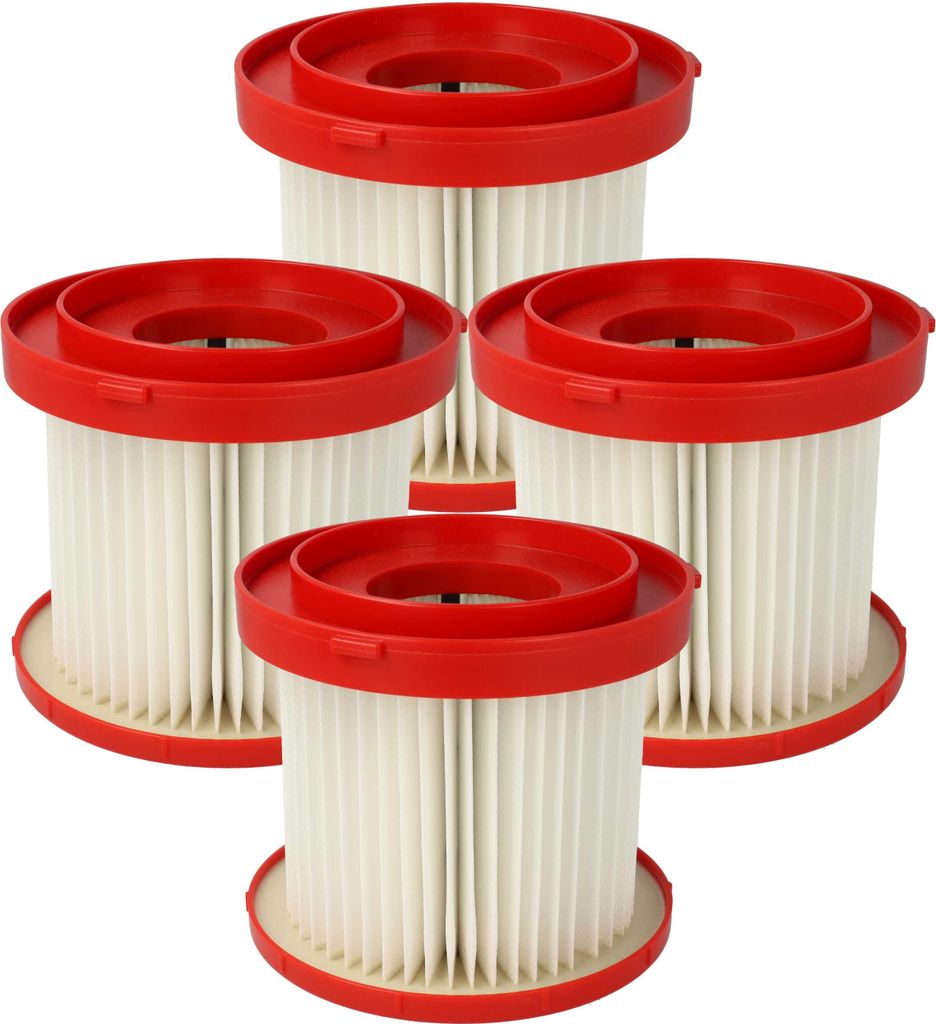 vhbw 4x Staubsaugerfilter kompatibel mit Milwaukee M12 FVCL, M18 FPOVCL, M18 VC2, M18 VC2-0 Staubsauger - HEPA-Filter Rot Weiß