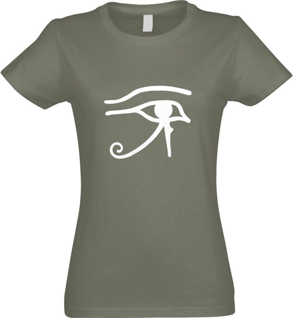 Kiwistar - T-Shirt tailliert - Damen - Olive - Auge des Ra - mit Motiv Bedruckt - Funshirt Design - Sport - Freizeit - Damen - XXL