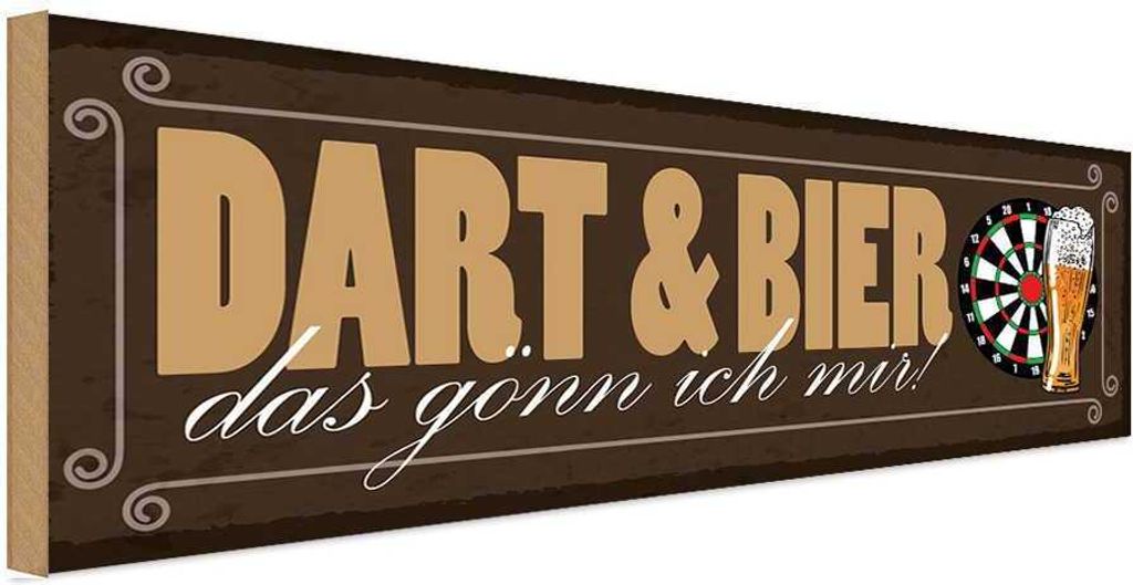 vianmo Holzschild 10x27 cm Dart & Bier das gönn ich mir Sport Hobby