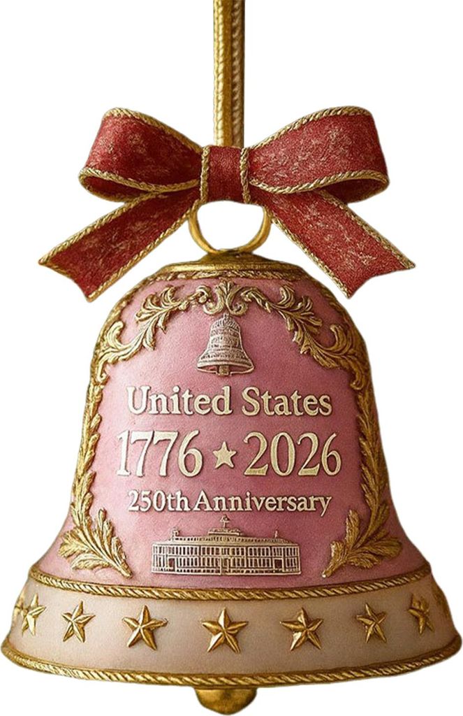 Glockenornament zum 250. Jahrestag der USA, vergoldeter Metallanhänger, langlebiges Sammlerdekor, dekorative Glocke mit Weihnachtsmotiv