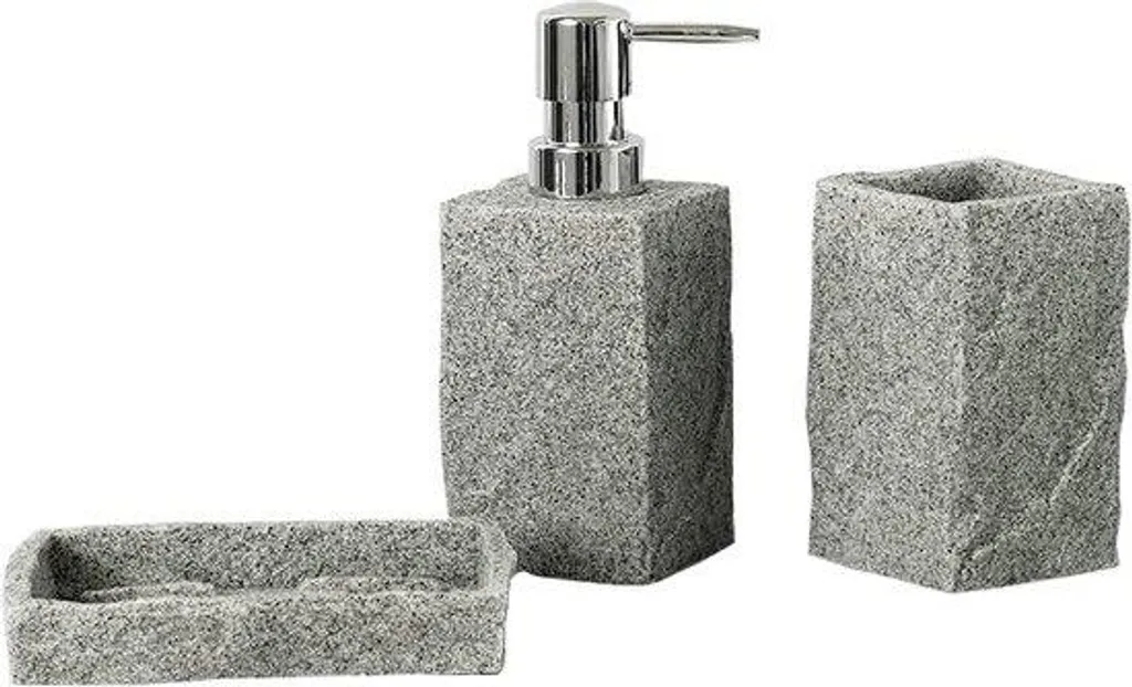 Ensemble d'accessoires de salle de bain gris grès 3 pièces complet