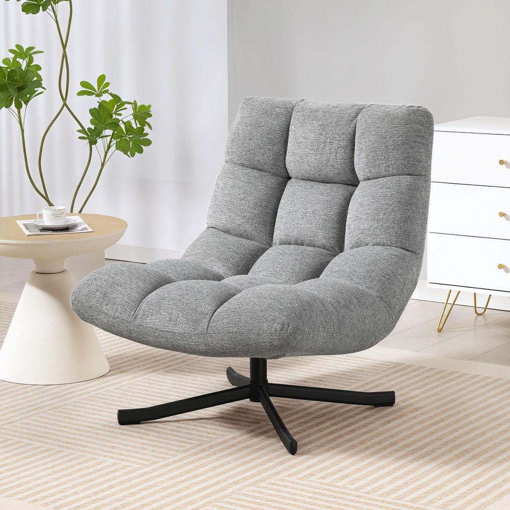 HOMCOM Sessel Drehbar Loungesessel mit Breiter Sitzfläche