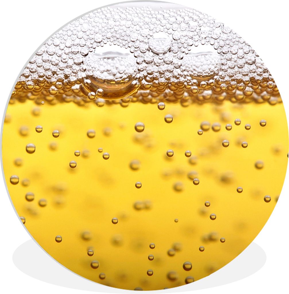 MuchoWow Rundes Wandbild - Runde Bilder Bierblasen im Glas Ø 90 cm Kreis Wanddekoration Kunststoff - Wandkreis - Wandschmuck - Wand-Kreis - Wohn...