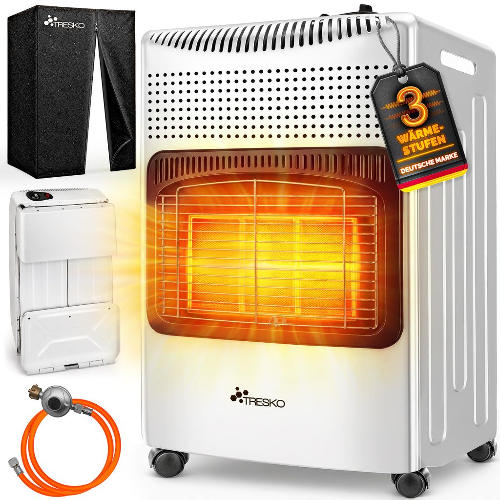 TRESKO® 4200 Watt Gasheizer weiß inkl. Gasdruckregler Produktbild 
