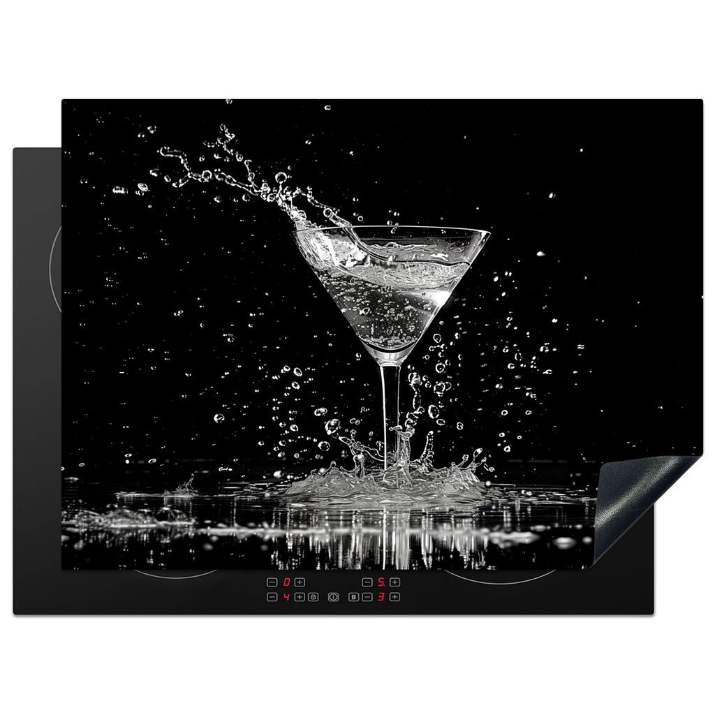 KitchenYeah Herdabdeckplatte Glas - Cocktail - Schwarz - Trinken , 71x52cm, Küche Deko, Glaskeramikkochfeld Herdabdeckung, Abdeckplatte fùr Koc...