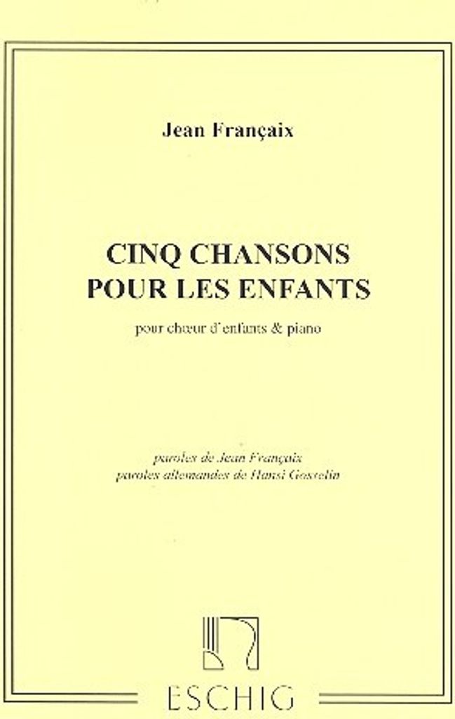5 chansons pour choeurs d'enfants and piano partition