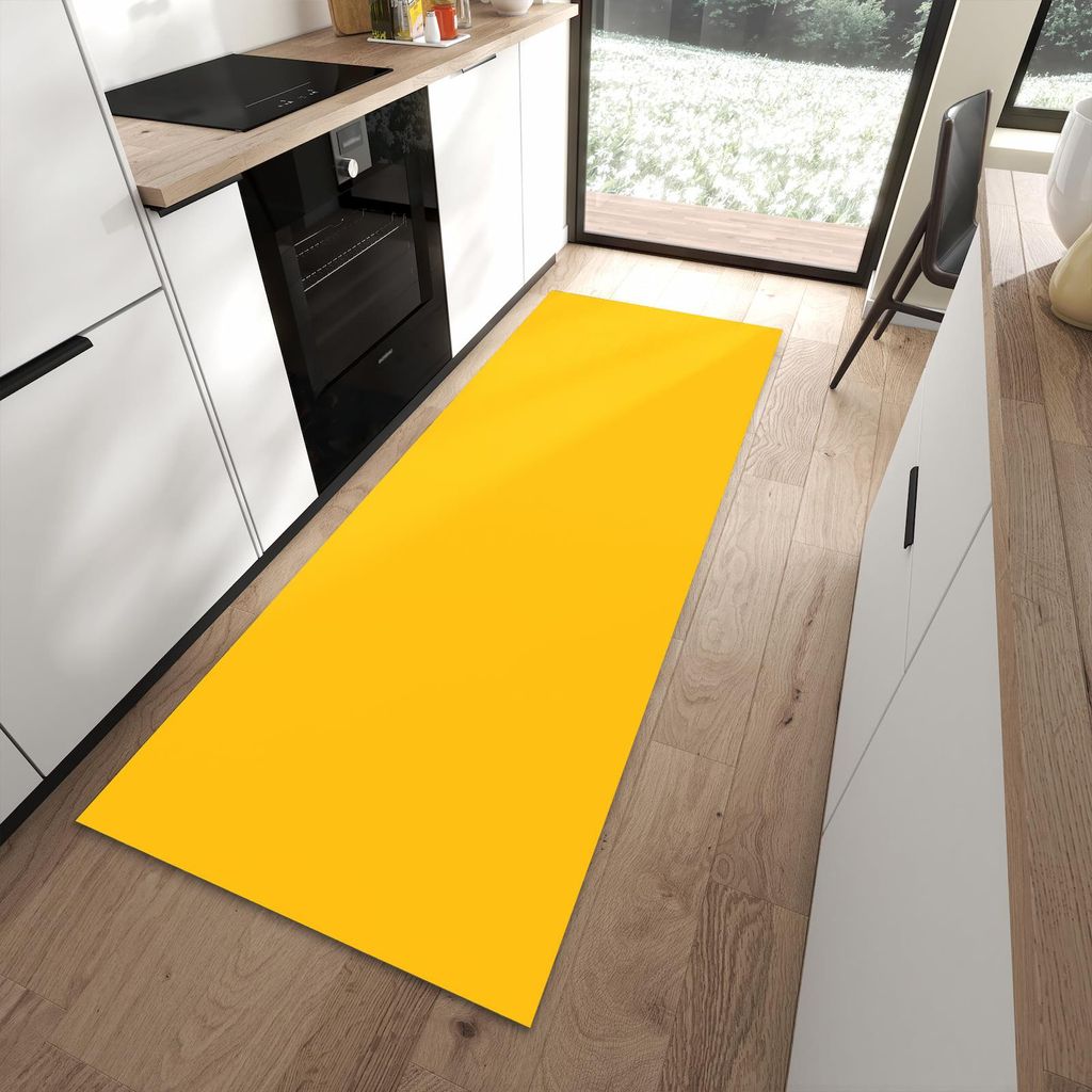 Küchenteppich 90x240cm rutschfest & abwischbar PVC Läufer - Oranger Hintergrund I