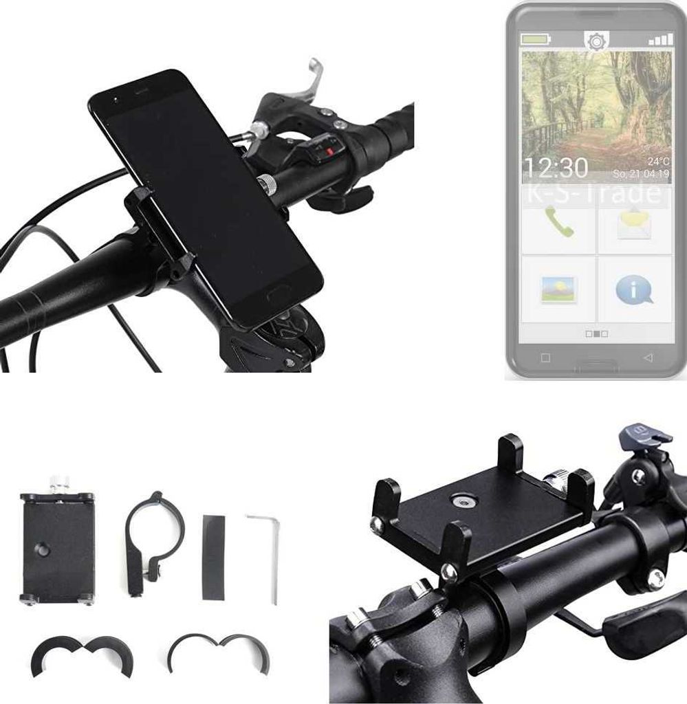 K-S-Trade Handyhalterung für das Fahrrad kompatibel mit Emporia Smart.3 Halter Lenkstange Fahrradhalterung Motorrad Bike Mount Befestigung Smartphone