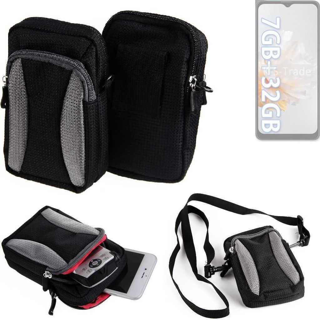 K-S-Trade Holster Schutz Hülle kompatibel mit Blackview Oscal C30 Handy Hülle Gürteltasche Umhängetasche mit Zusatzfach schwarz