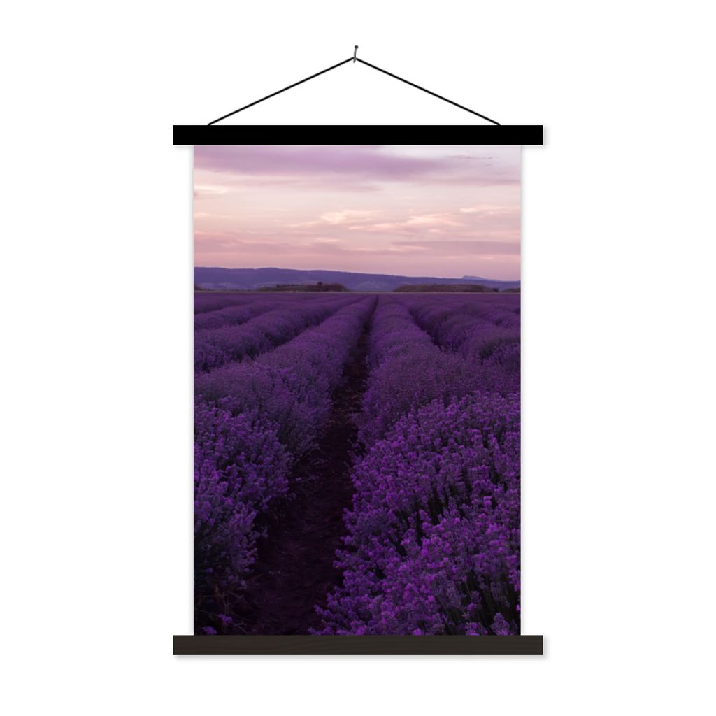 MuchoWow Textilposter Lavendel - Lila - Blumen - Natur 120x180 cm mit schwarzem Rahmen - Fotos