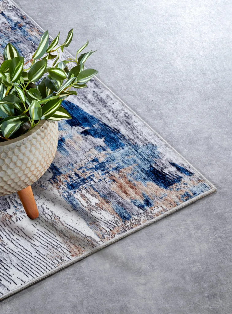 Tapis facile d'entretien Malard ELLE Decoration Bleu Beige résistant