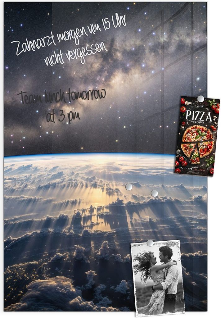 Magnettafel 40x60cm Pinnwand Whiteboard beschreibbar - Weltall Sonnenaufgang