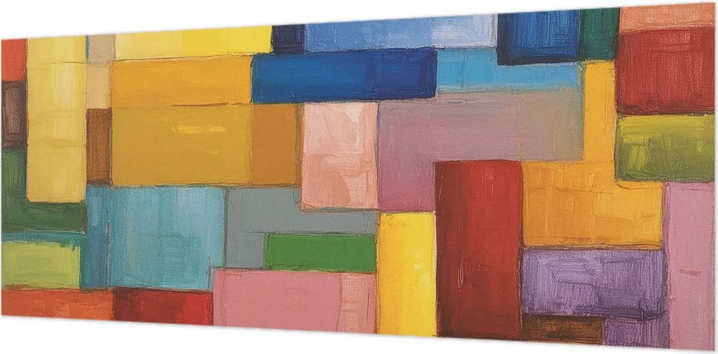 Wandtapete - Dekorative Tapete für Wohnzimmer- Tapetenfolie für Wanddekoration - 208x146 cm - Farbige Rechtecke