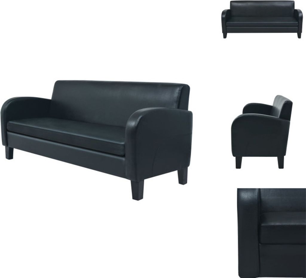vidaXL 3-Sitzer-Sofa Kunstleder Schwarz - Sofas