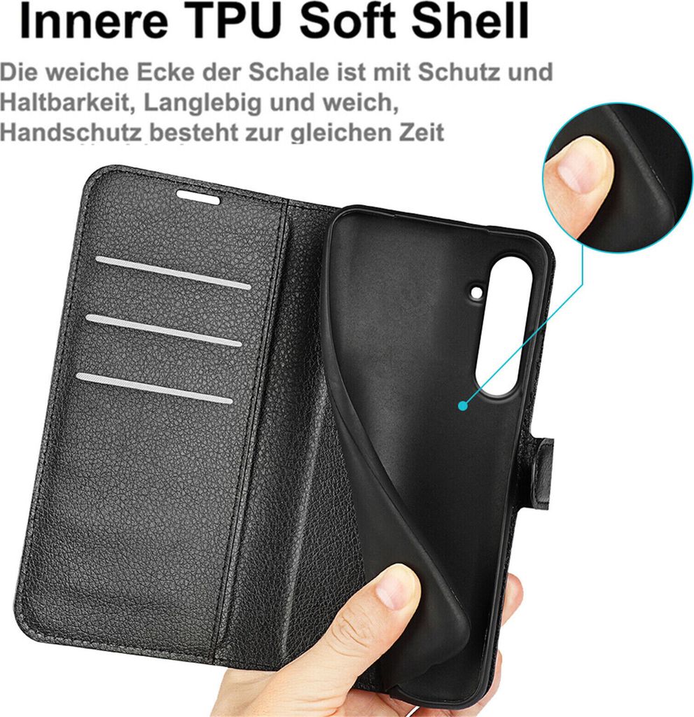 Klapphülle für Samsung Galaxy A55 5G (Schwarz) - Handyhülle Produktbild 6