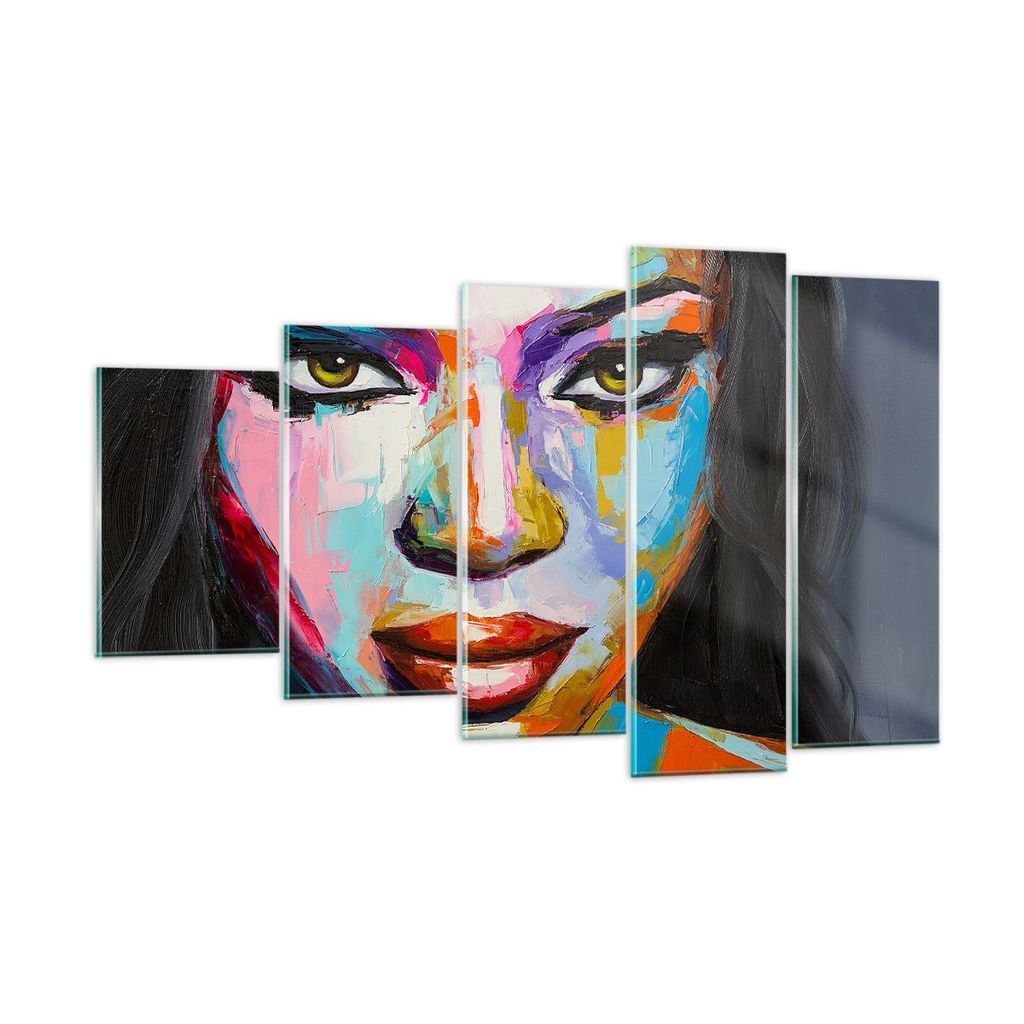Bilder auf glas - Mädchen Gesicht - 100x60cm - Glasbilder - Wandbilder - Kunstdruck - zum Aufhängen bereit - Wanddekoration aus Glas - Glas Bilde...