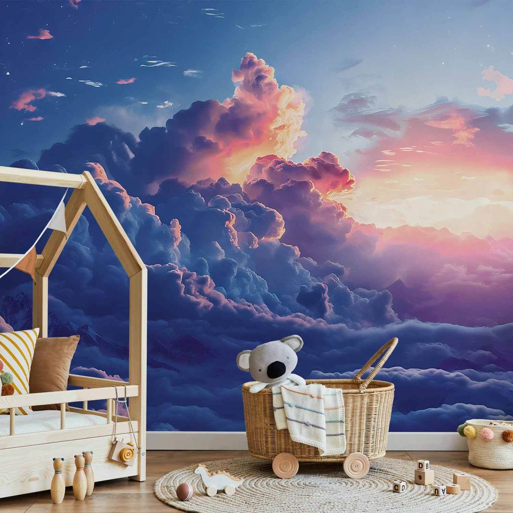 Vlies Fototapete - Night Concert in the Mountains: Clouds Illuminated by the Last Rays of the Sun 400x280 cm Muster b-H-10031-a-a