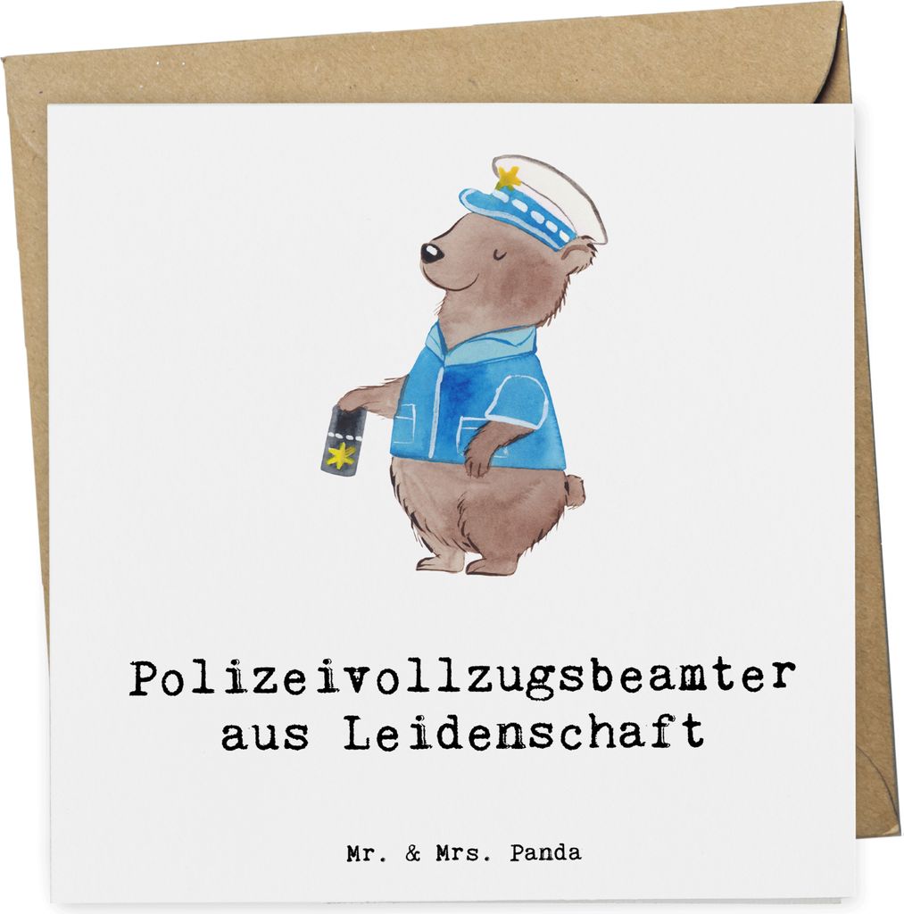 Mr. & Mrs. Panda Grußkarte Polizeivollzugsbeamter Leidenschaft - Weiß - Geschenk, Polizei, Polizist, anlasskarte, faltkarte, Klappkarte, Glückwu...