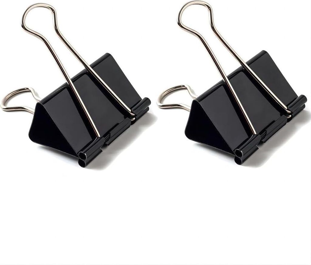 Foldback Klammern Metall Büroklammern, 24 Stück Binder Clips Schwarz Papierklammern Groß für Büro Dokumente und Haushalt (32mm)