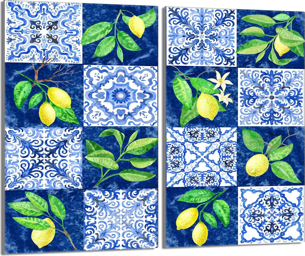 Copri-Fornelli Professionale in Vetro 30x52 Mosaico Limone 2pz