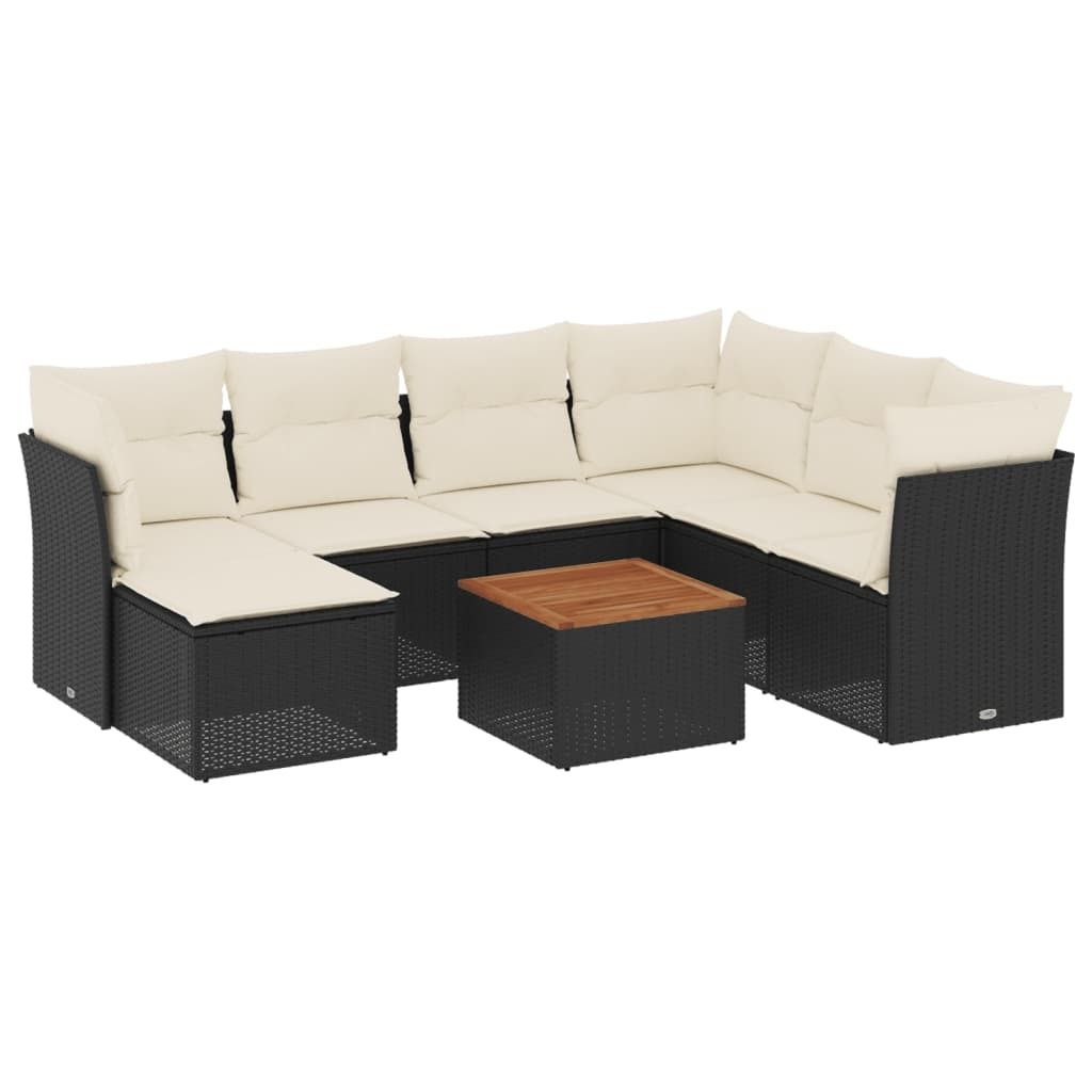 "2026 Aktion" 8-tlg. Garten-Lounge-Set - elegantes Design - Sitzgruppe/Gartengarnitur - mit Kissen Schwarz Poly Rattan - Terassenmöbel NeuMöbel39...
